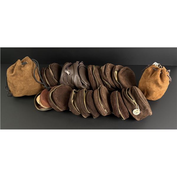 Collection of Suede Leather Fly Reel Cases