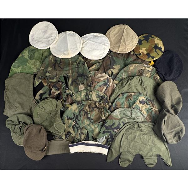 Collection of US Army Caps and Helmet Covers