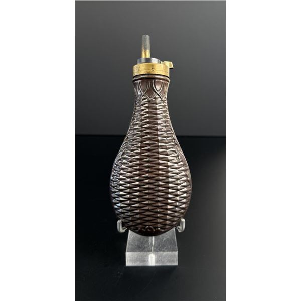 Copper and Brass Basket Weave Powder Flask