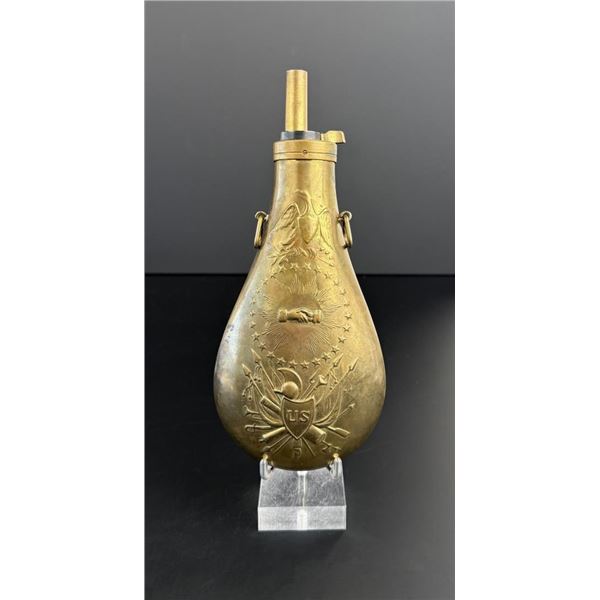 Civil War Pattern Brass Peace Powder Flask