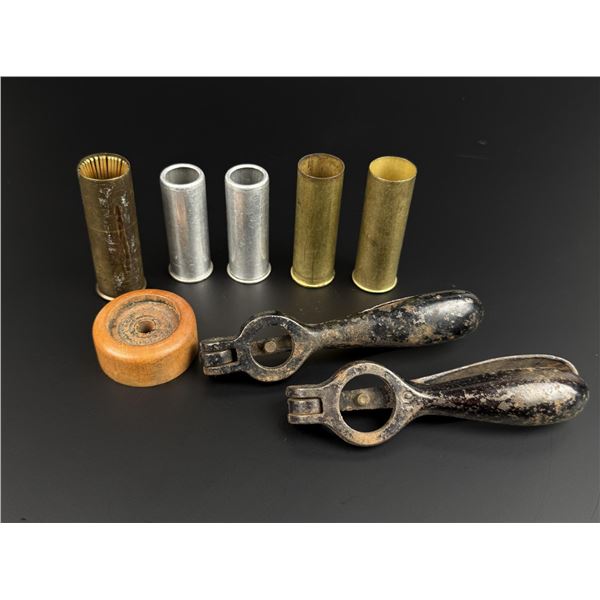 Collection of Brass Shotgun Shell Reloading Items