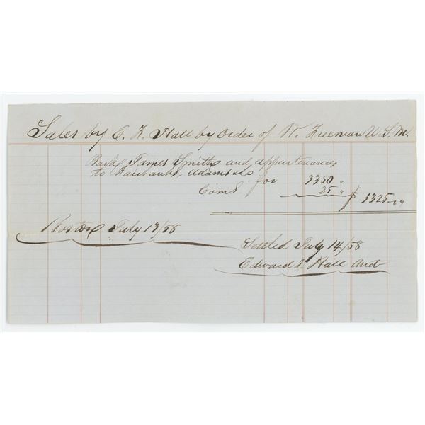 1858 Watson Freeman Brig Equipment Bill of Sale