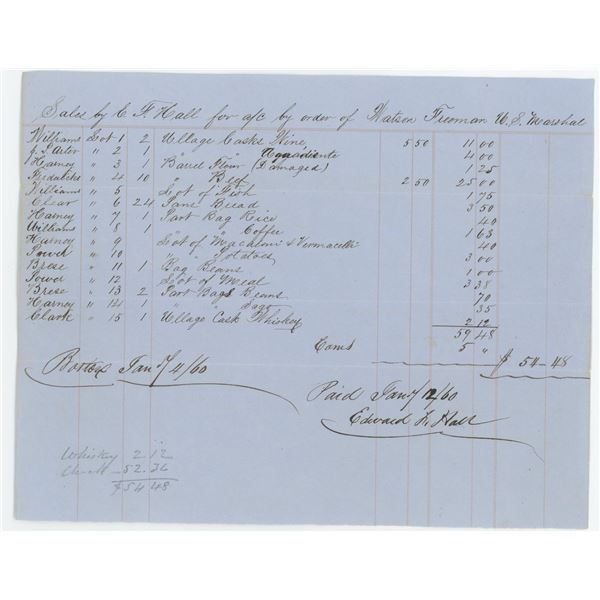 1860 Watson Freeman Bill of Sale