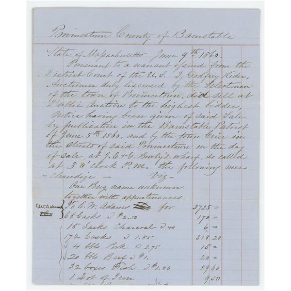 1860 Godfrey Rider Auction Record