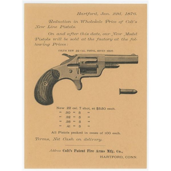 1876 Colt .22 Pistol Centennial Campaign Broadside