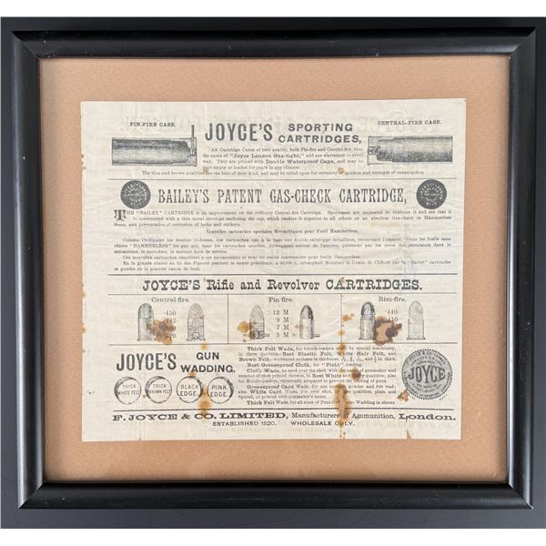 F Joyce and Co Ammunition Broadside