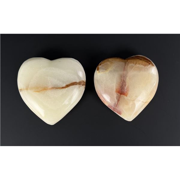 Onyx Carved Heart Palm Stones