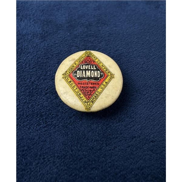 1890s Lovell Arms Diamond Celluloid Button