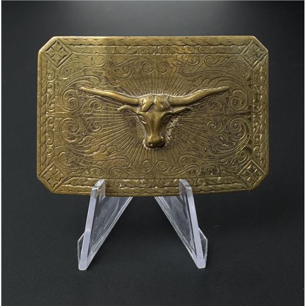 1950s Cowboy Brass Longhorn Belt Buckle