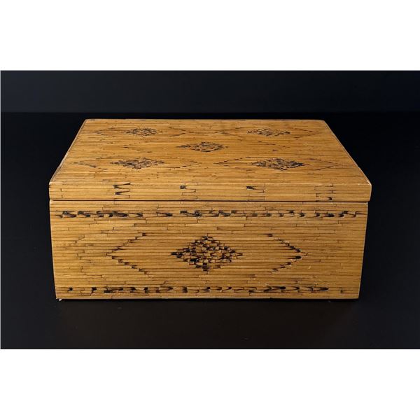 Folk Art Tramp Art Matchstick Box