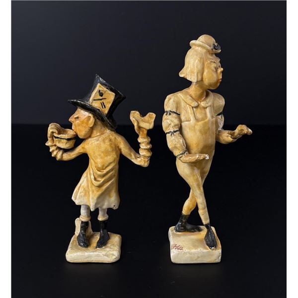 Mad Hatter Tweedle Dee Chalkware Figurines