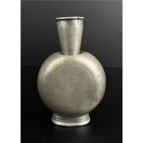 Early Pewter Banjo Form Flask Measure