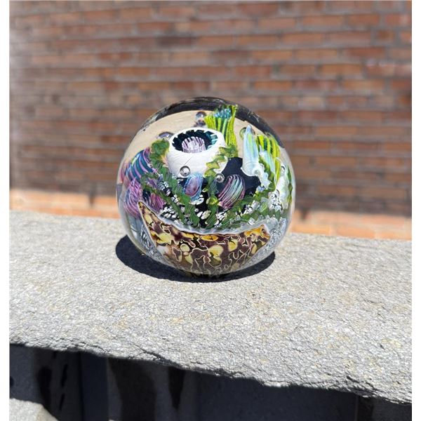 Mark Eckstrand Art Glass Sea Life Paperweight