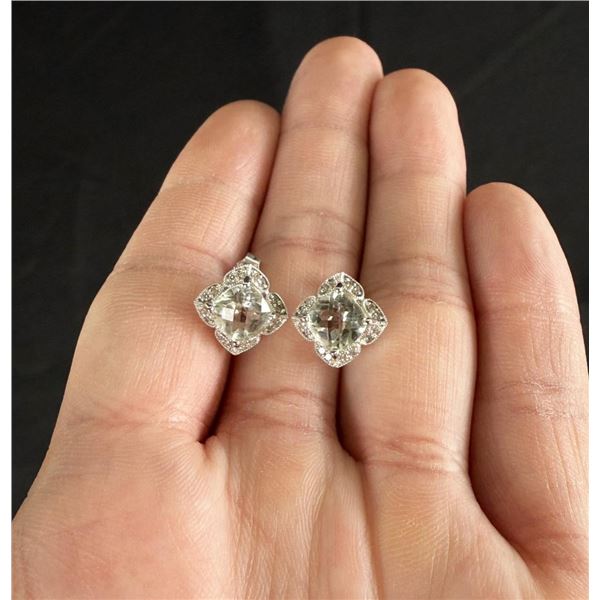 14k White Gold Quartz Earrings