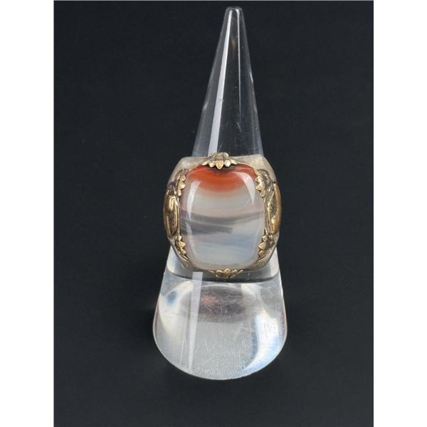 Navajo Sterling Silver Gold Filled Agate Ring