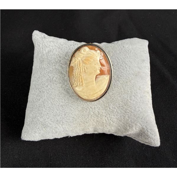Victorian .835 Silver Shell Cameo Brooch