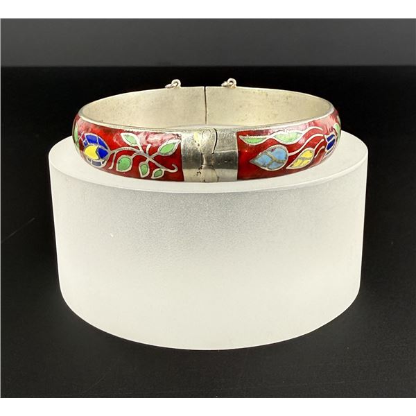 Thailand Sterling Silver Enamel Bangle Bracelet