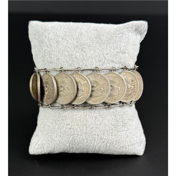 .900 Silver Centavos Mexican Coin Link Bracelet