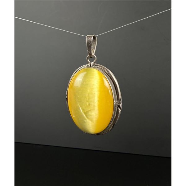 Taxco Mexico Sterling Yellow Tiger Eye Pendant