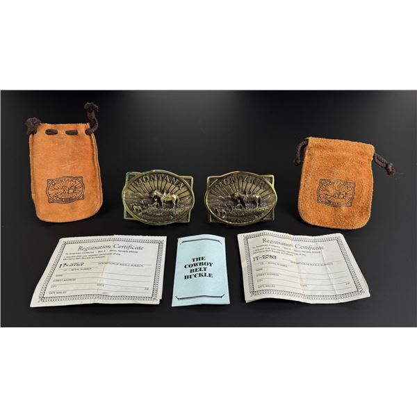 Pair of Montana Cowboy Belt Buckles