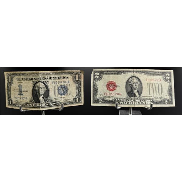 Silver Certificate and Red Seal $2 Bill