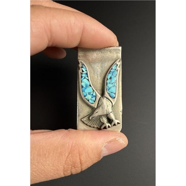 Zuni Chip Inlay Eagle Money Clip