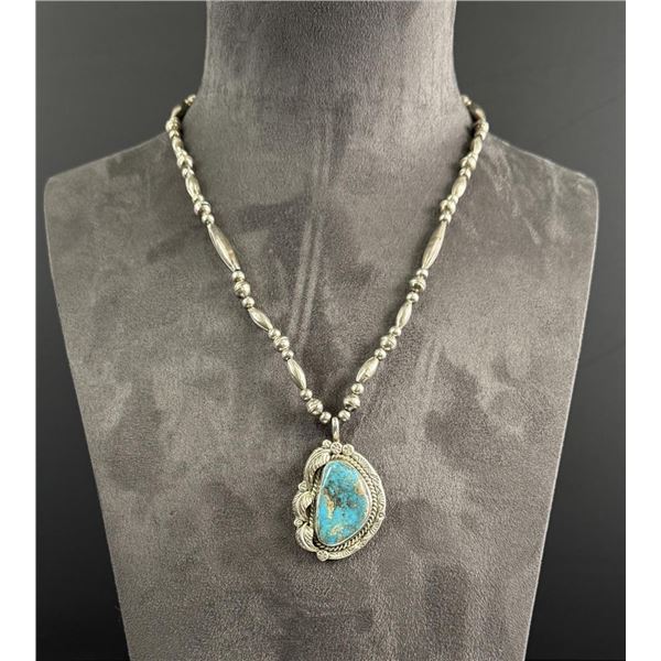 Navajo Sterling Bench Bead Turquoise Necklace