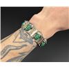 Image 1 : Taxco Mexico Sterling Silver Green Onyx Bracelet