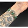 Image 2 : Taxco Mexico Sterling Silver Green Onyx Bracelet