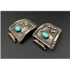 Image 3 : Navajo Sterling Silver Turquoise Watch Band Tips