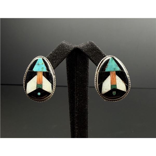 John Gordon Leak Zuni Arrow Inlay Earrings