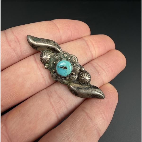 Old Pawn Navajo Sterling Turquoise Brooch