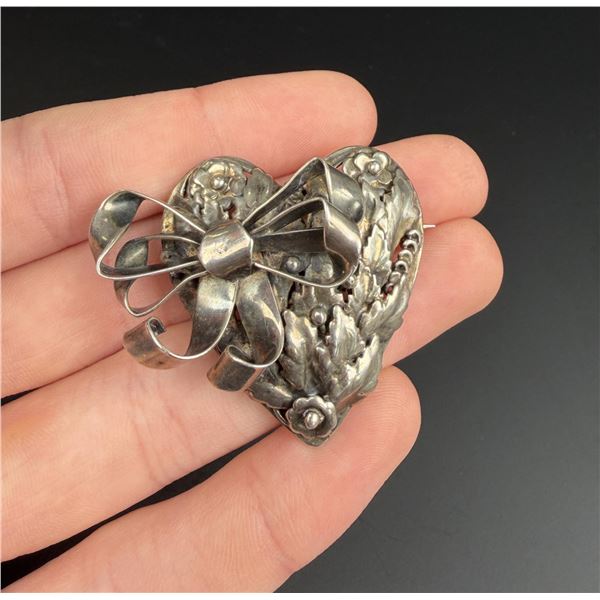 Hobe Sterling Silver Heart Brooch