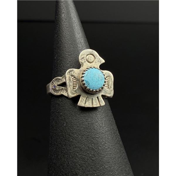 Navajo Sterling Silver Turquoise Thunderbird Ring