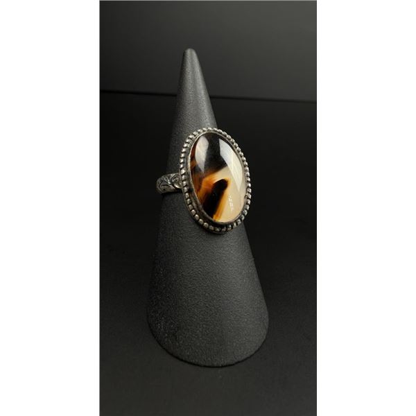 Navajo Sterling Silver Montana Agate Ring