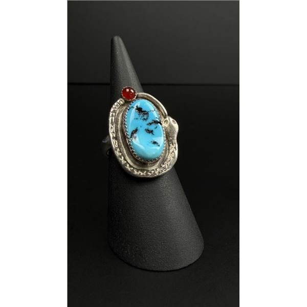 Navajo Sterling Silver Turquoise Snake Ring