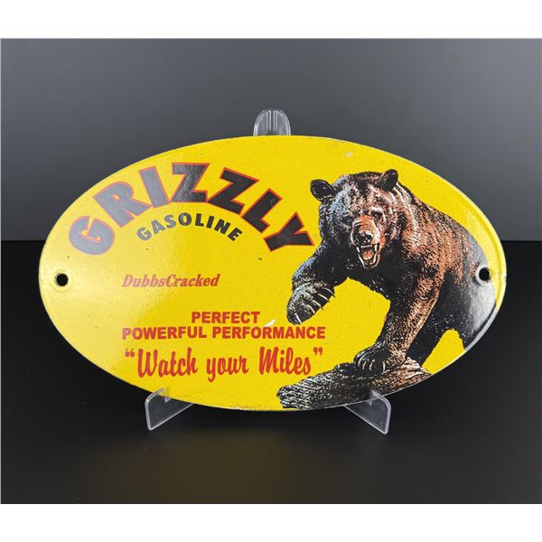 Grizzly Gasoline Montana Porcelain Sign