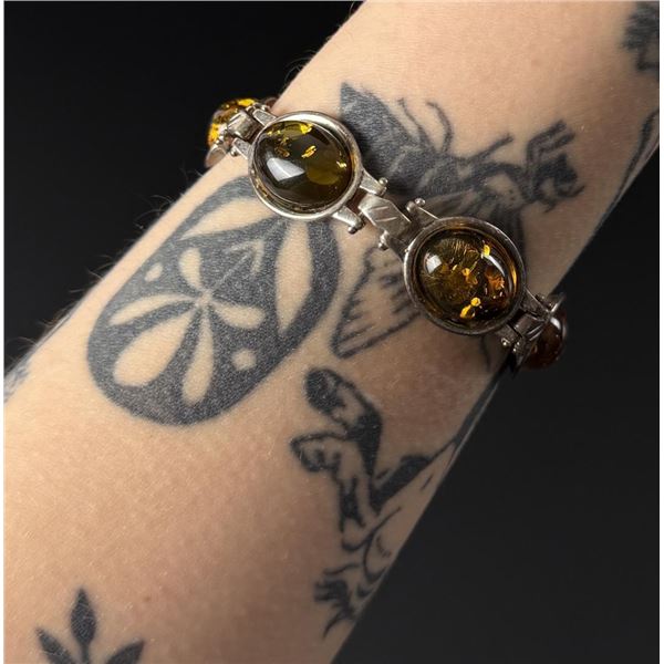 Baltic Amber Sterling Silver Link Bracelet