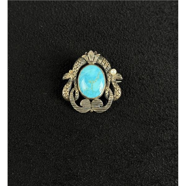 Sterling Silver Turquoise Dolphin Brooch