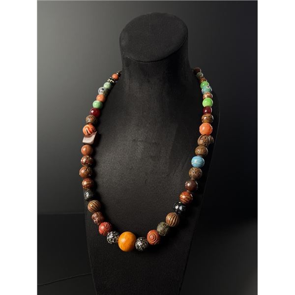 Meiji Japanese Ojime Bead Necklace