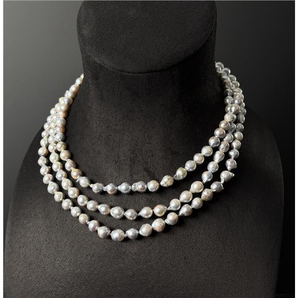Triple Strand Baroque Pearl Necklace