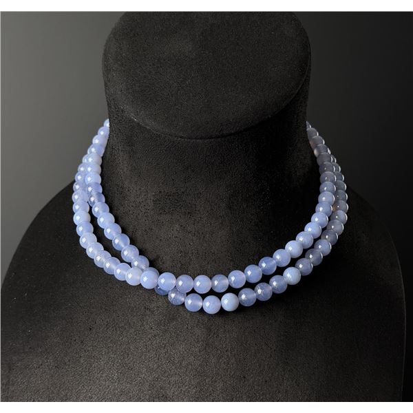 Blue Chalcedony Bead Necklace
