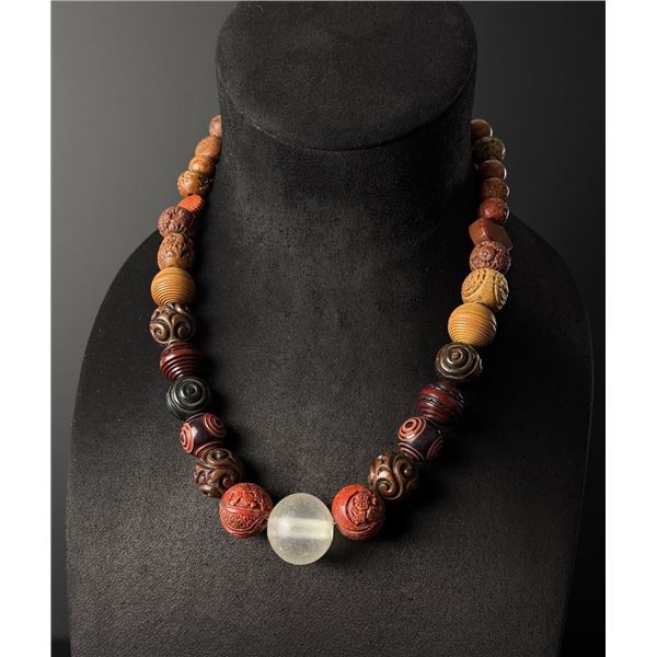 Meiji Japanese Ojime Bead Necklace