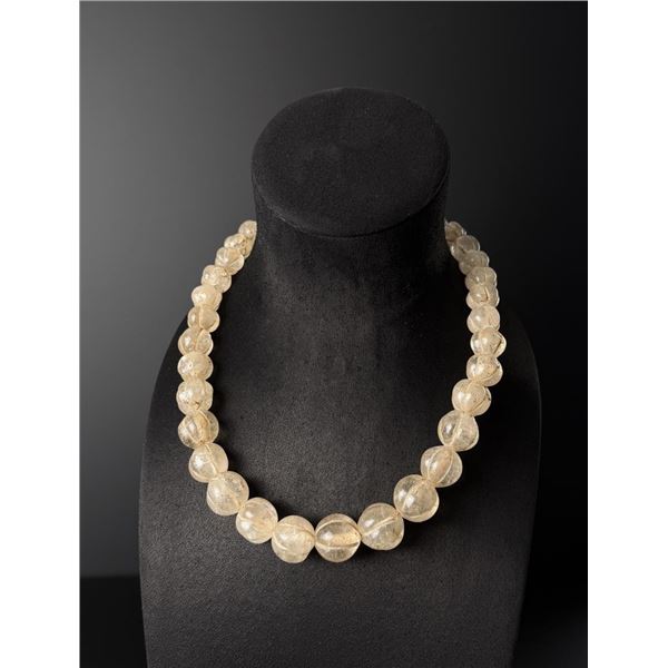 Rutilated Quartz Melon Bead Necklace