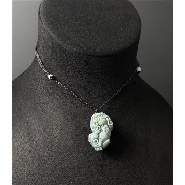 Chinese Carved Jade Jadeite Pixiu Necklace