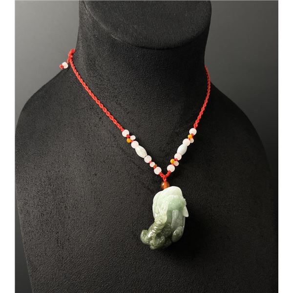 Chinese Carved Jade Jadeite Pixiu Necklace