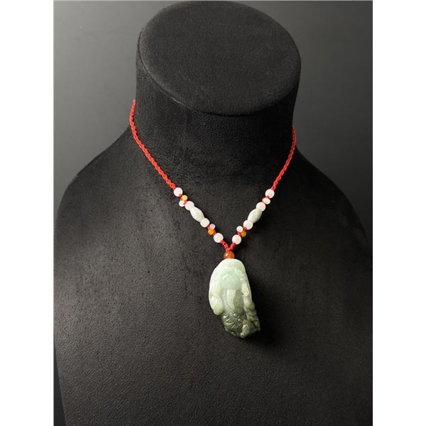 Chinese Carved Jade Jadeite Pixiu Necklace