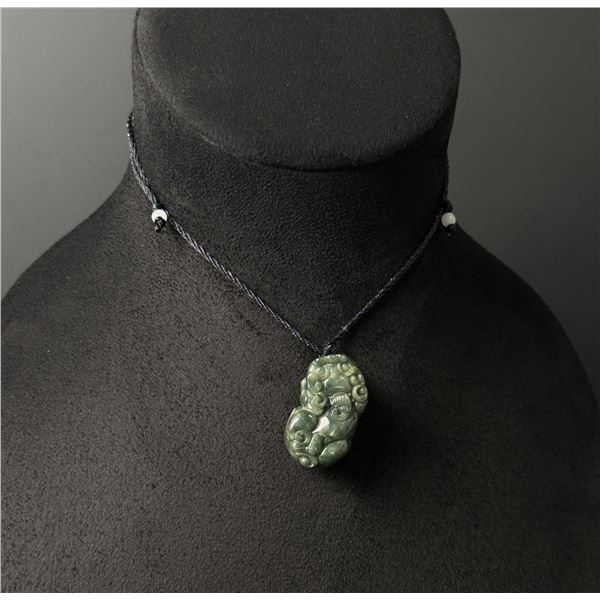 Chinese Carved Jade Jadeite Pixiu Necklace