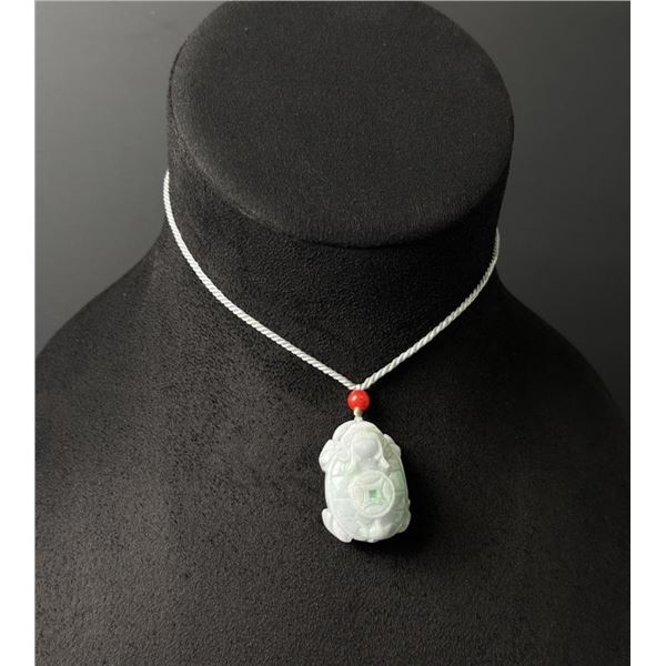 Chinese Carved Jade Jadeite Dragon Turtle Necklace