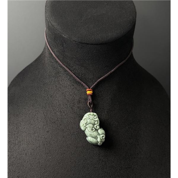 Chinese Carved Jade Jadeite Pixiu Necklace